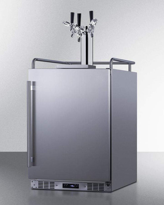 Summit 24" Wide Built-In Outdoor Commercial Beer Kegerator / 5.6 cu.ft. Capacity, Commercial Tap Kit, Triple Tap System, Automatic Defrost, Digital Thermostat, TapLocks Included / BC74OSCOMTRIPLE