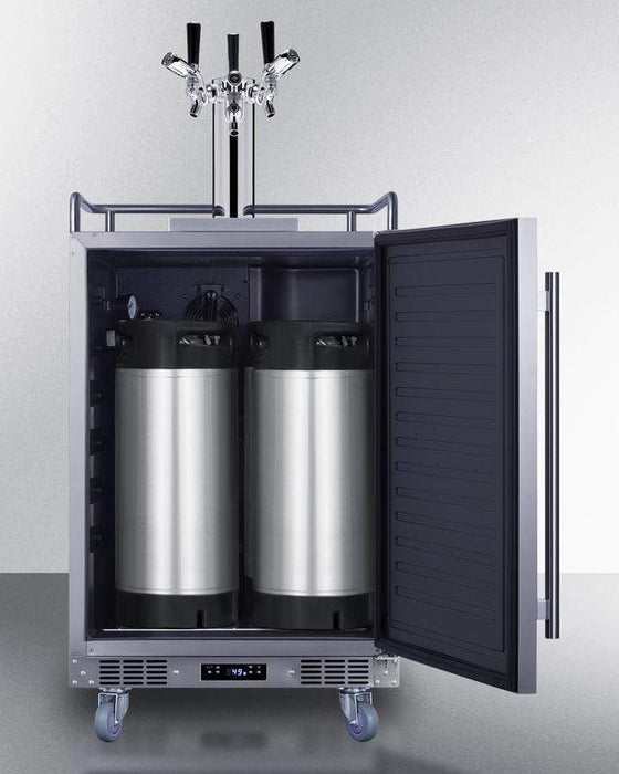 Summit 24" Wide Built-In Outdoor Commercial Beer Kegerator / 5.6 cu.ft. Capacity, Commercial Tap Kit, Triple Tap System, Automatic Defrost, Digital Thermostat, TapLocks Included / BC74OSCOMTRIPLE