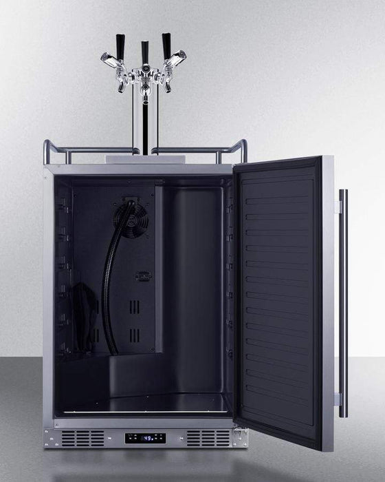 Summit 24" Wide Built-In Outdoor Commercial Beer Kegerator / 5.6 cu.ft. Capacity, Commercial Tap Kit, Triple Tap System, Automatic Defrost, Digital Thermostat, TapLocks Included / BC74OSCOMTRIPLE