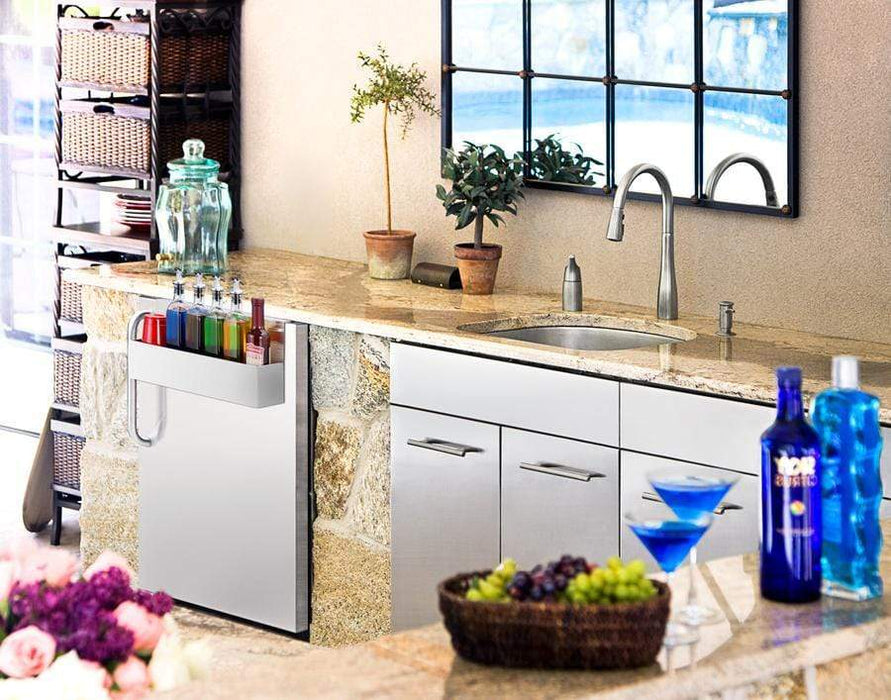 Summit 24" Wide Outdoor All-Refrigerator, with Speed Rail / 5.5 cu.ft. Capacity, Automatic Defrost, 304 Grade Stainless Steel Exterior Construction, Ground Fault Circuit Interrupter / SPR7BOSSTSR