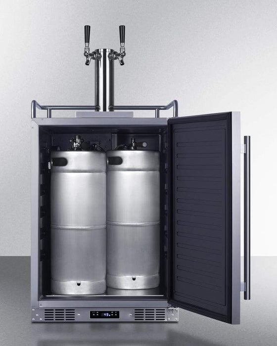 Summit 24" Wide Built-In Outdoor Beer Kegerator / 5.6 cu.ft. Capacity, Complete Tap Kit, Dual Tap System, Automatic Defrost, Digital Thermostat, Tap Cool System, Stainless Steel Floor Cover / SBC683OSTWIN