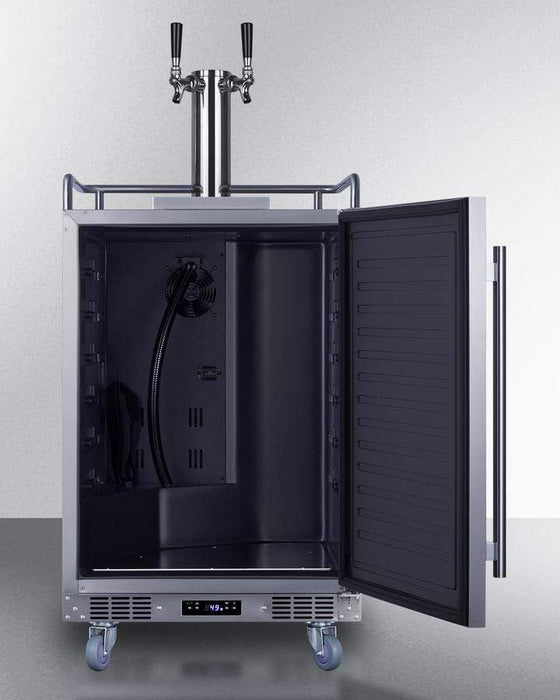 Summit 24" Wide Built-In Outdoor Beer Kegerator / 5.6 cu.ft. Capacity, Complete Tap Kit, Dual Tap System, Automatic Defrost, Digital Thermostat, Tap Cool System, Stainless Steel Floor Cover / SBC683OSTWIN