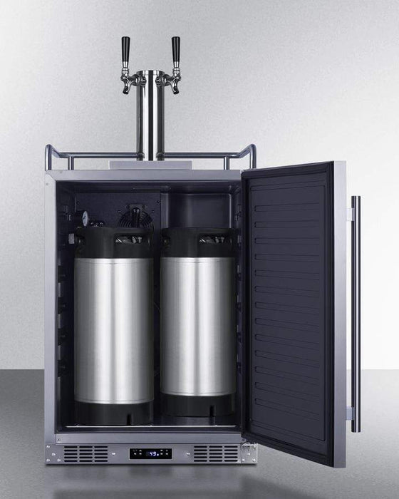 Summit 24" Wide Indoor/Outdoor Dual Tap Cold Brew Coffee Dispenser for Built-In or Freestanding Commercial or Residential Use, with Stainless Steel Exterior and Caster Set / SBC682CFTWIN