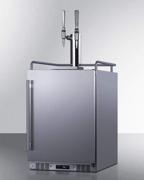 Summit 24" Wide Indoor/Outdoor Dual Tap Nitro-Infused Cold Brew Coffee Dispenser for Built-In or Freestanding Commercial or Residential Use, with Stainless Steel Exterior and Caster Set / SBC682NCFTWIN