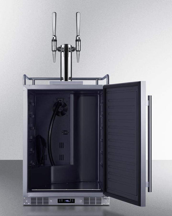 Summit 24" Wide Indoor/Outdoor Dual Tap Nitro-Infused Cold Brew Coffee Dispenser for Built-In or Freestanding Commercial or Residential Use, with Stainless Steel Exterior and Caster Set / SBC682NCFTWIN