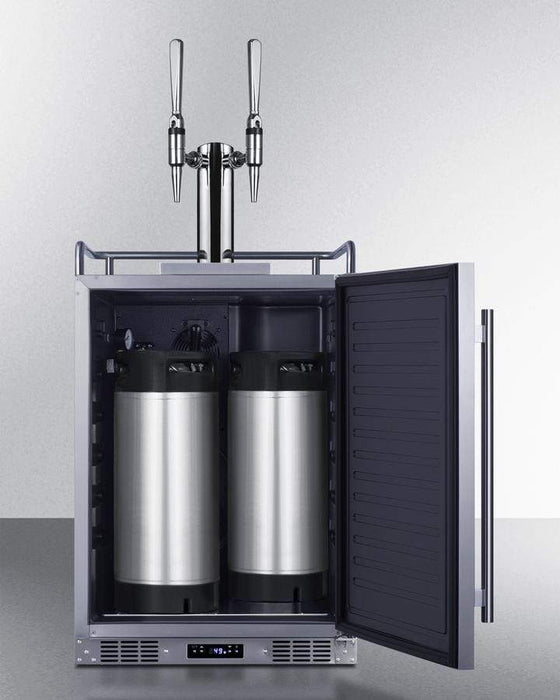 Summit 24" Wide Indoor/Outdoor Dual Tap Nitro-Infused Cold Brew Coffee Dispenser for Built-In or Freestanding Commercial or Residential Use, with Stainless Steel Exterior and Caster Set / SBC682NCFTWIN