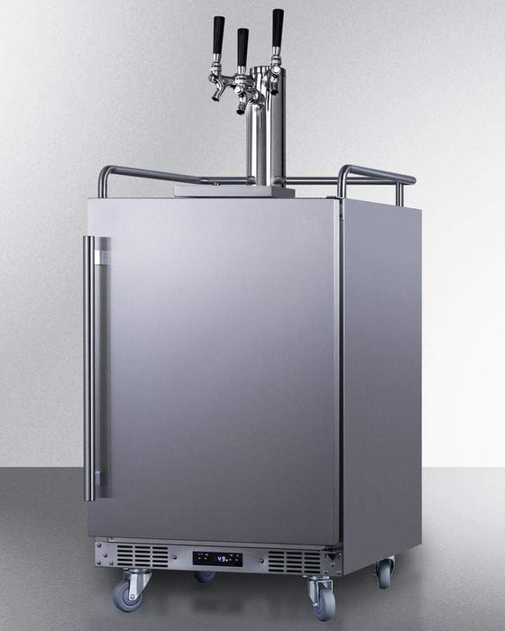 Summit 24" Wide Built-In Outdoor Beer Kegerator / 5.6 cu.ft. Capacity, Complete Tap Kit, Triple Tap System, Automatic Defrost, Digital Thermostat, Tap Cool System, Stainless Steel Floor Cover / SBC683OSTRIPLE