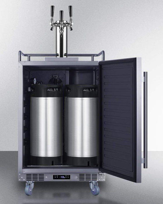 Summit 24" Wide Built-In Outdoor Beer Kegerator / 5.6 cu.ft. Capacity, Complete Tap Kit, Triple Tap System, Automatic Defrost, Digital Thermostat, Tap Cool System, Stainless Steel Floor Cover / SBC683OSTRIPLE