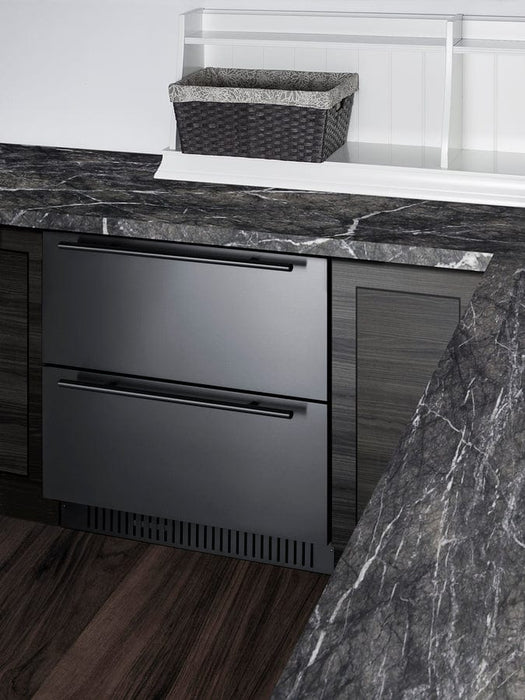 Summit 27" Wide 2-Drawer All-Refrigerator / 4.83 cu.ft. Capacity, Stainless Steel Drawers,  Panel-Ready Drawer Fronts, Wide Temperature Range, Professional Handles / SPR275OS2D