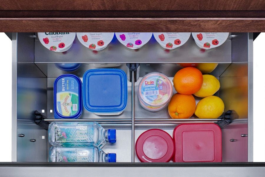 Summit 27" Wide 2-Drawer All-Refrigerator (Panels Not Included / 4.83 cu.ft. Capacity, Stainless Steel Drawers,  Panel-Ready Drawer Fronts, Wide Temperature Range, Professional Handles / SPR275OS2DPNR