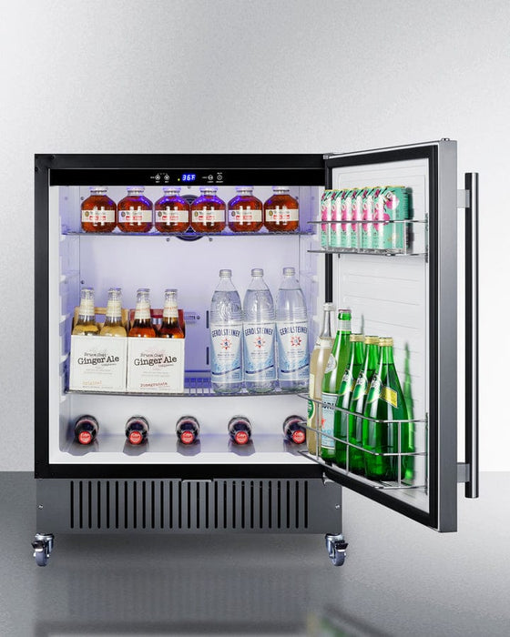 Summit 27” Wide Mobile All-Refrigerator / 4.98 cu.ft. Capacity, Built-In Capable, Digital Control Panel, Factory Installed Lock, Stainless Steel Door, White Interior, Adjustable Shelving / FF27BSSCAS