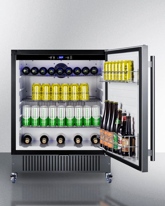 Summit 27” Wide Mobile All-Refrigerator / 4.98 cu.ft. Capacity, Built-In Capable, Digital Control Panel, Factory Installed Lock, Stainless Steel Door, White Interior, Adjustable Shelving / FF27BSSCAS