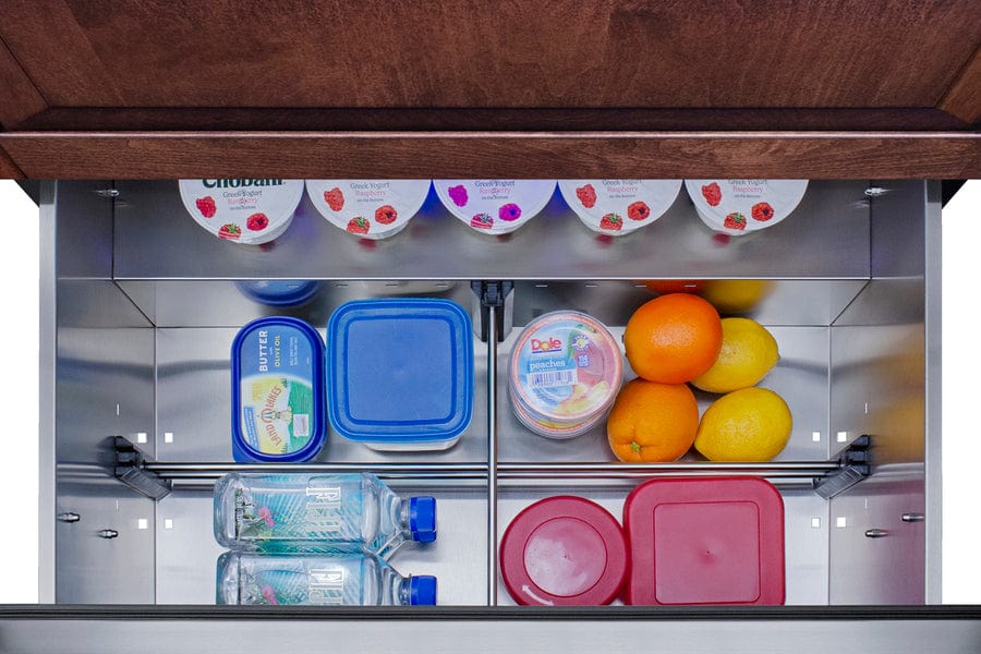 Summit 30" Wide 2-Drawer All-Refrigerator (Panels Not Included) / 5.42 cu.ft. Capacity, Stainless Steel Drawers,  Panel-Ready Drawer Fronts, Professional Handles, Frost-free / SPR3032DPNR