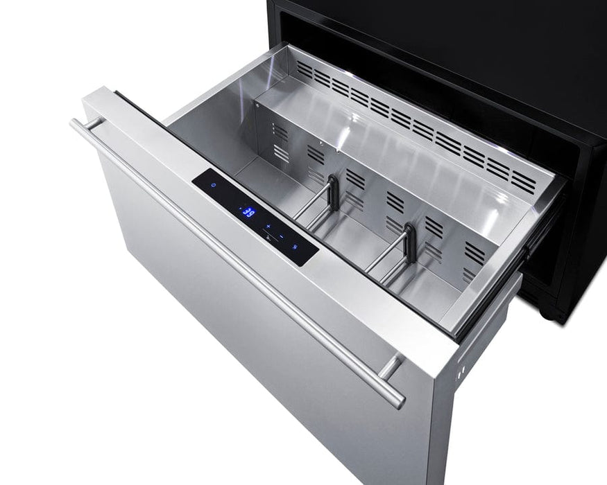 Summit 30" Wide Built-In Outdoor Drawer Refrigerator / 2.5 cu.ft. Capacity, Panel-ready Drawer Front, 304 Grade Stainless Steel Drawer, Digital Thermostat, LED Lighting / SDR301OS