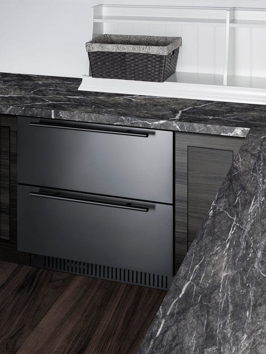 Summit 30" Wide 2-Drawer All-Refrigerator / 5.42 cu.ft. Capacity, Stainless Steel Drawers,  Panel-Ready Drawer Fronts, Professional Handles, Frost-free / SPR3032D