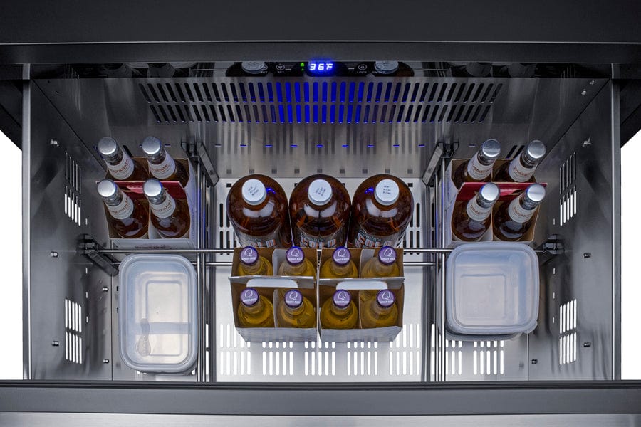 Summit 36" Wide Outdoor 2-Drawer All-Refrigerator / 7.15 cu.ft. Capacity, Panel-Ready Drawer Fronts, Stainless Steel Drawers, Digital Thermostat, Frost-Free Operation, Drawer Dividers / SPR36DROS