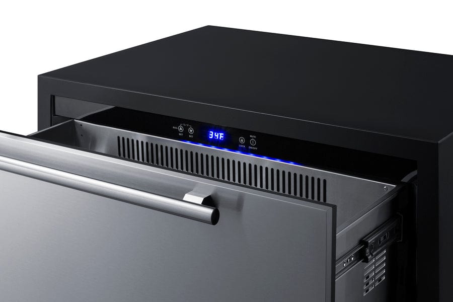 Summit 36" Wide Outdoor 2-Drawer All-Refrigerator / 7.15 cu.ft. Capacity, Panel-Ready Drawer Fronts, Stainless Steel Drawers, Digital Thermostat, Frost-Free Operation, Drawer Dividers / SPR36DROS