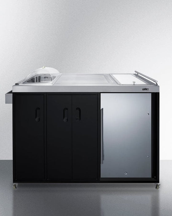 Summit 58" Wide Portable Outdoor Kitchenette / Factory-Installed Lock, Sink and Faucet, Slide-Out Waste Bins, Removable Cutlery Bin, Removable Cutting Board Surface, Right Hinge / CARTOS54LS