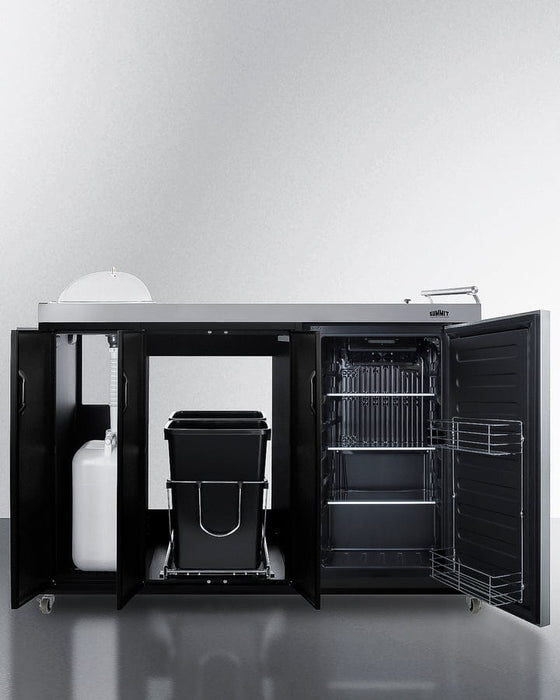 Summit 58" Wide Portable Outdoor Kitchenette / Factory-Installed Lock, Sink and Faucet, Slide-Out Waste Bins, Removable Cutlery Bin, Removable Cutting Board Surface, Right Hinge / CARTOS54LS