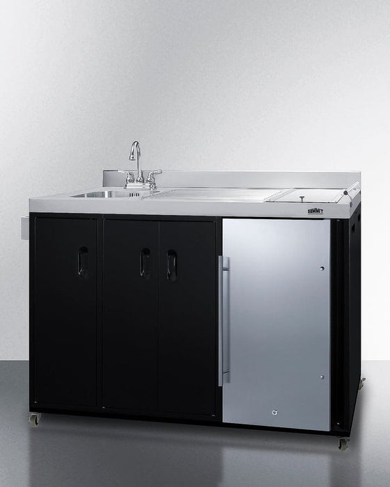 Summit 58" Wide Portable Outdoor Kitchenette / Factory-Installed Lock, Sink and Faucet, Slide-Out Waste Bins, Removable Cutlery Bin, Removable Cutting Board Surface, Right Hinge / CARTOS54LS