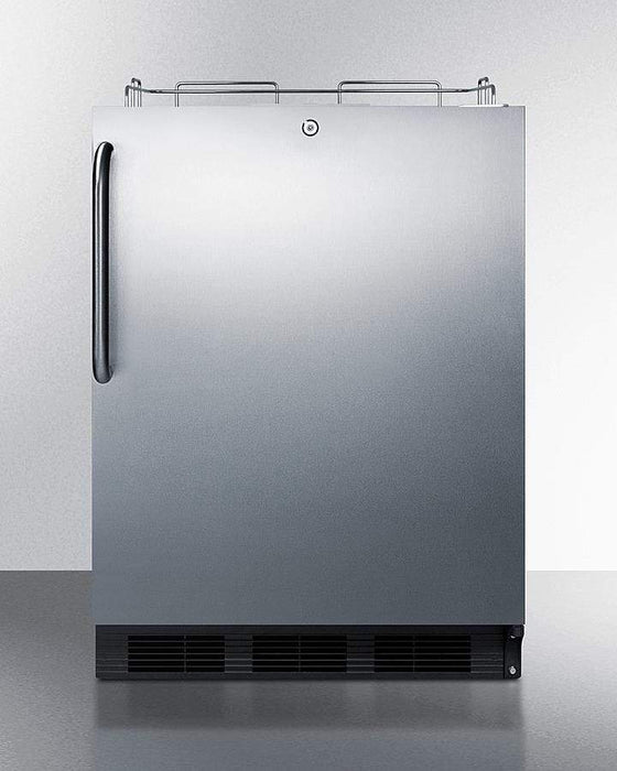 Summit 24" Wide Outdoor Kegerator, ADA Compliant / 5.5 cu.ft. Capacity, Tap Kit Not Included, Professional Handle, Stainless Steel Exterior, Adjustable Thermostat, Automatic Defrost / SBC54OSBIADANK