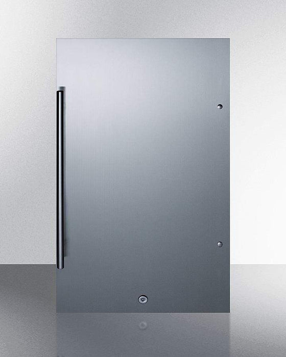 Summit 19” Shallow Depth Outdoor Built-In All-Refrigerator, ADA Compliant / 3.13 cu.ft. Capacity, Stainless Steel Door, Automatic Defrost, Reversible Door, Factory Installed Lock / SPR196OSADA