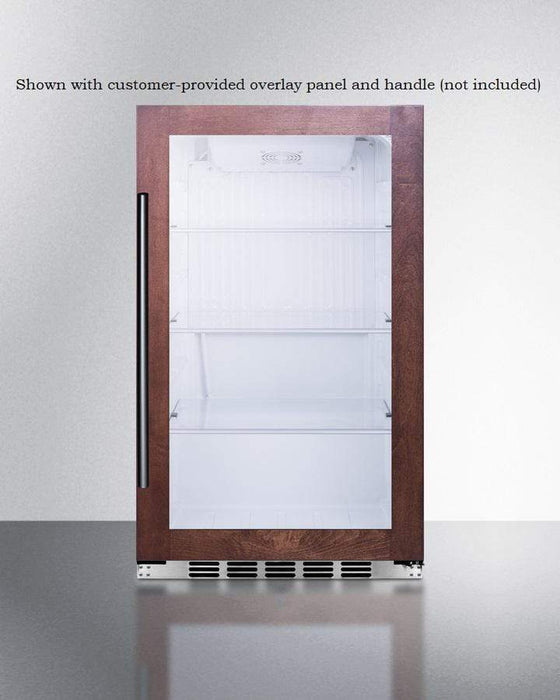 Summit 19” Wide Shallow Depth Indoor/Outdoor Beverage Cooler / 3.13 cu.ft. Capacity, Panel-Ready Door Trim, Stainless Steel Wrapped Exterior, Double Pane Tempered Glass Door, Automatic Defrost, Adjustable Shelves / SPR489OSCSSPNR