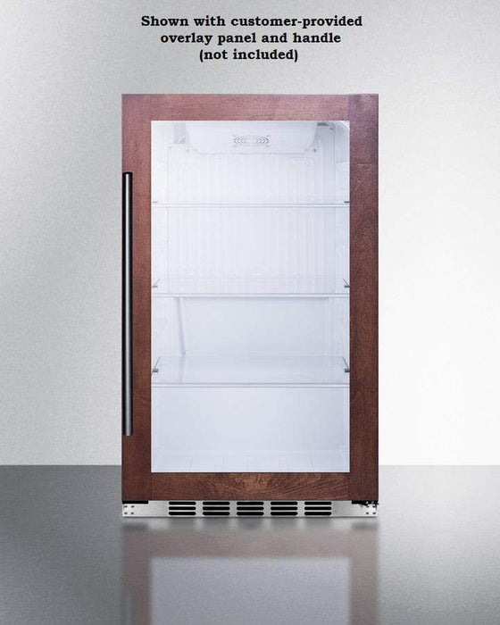 Summit 19” Wide Shallow Depth Indoor/Outdoor Beverage Cooler / 3.13 cu.ft. Capacity, Panel-Ready Door Trim, Double Pane Tempered Glass Door, Automatic Defrost, Adjustable Shelves, LED Lighting / SPR489OSPNR