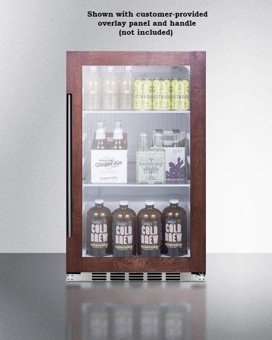 Summit 19” Wide Shallow Depth Indoor/Outdoor Beverage Cooler / 3.13 cu.ft. Capacity, Panel-Ready Door Trim, Double Pane Tempered Glass Door, Automatic Defrost, Adjustable Shelves, LED Lighting / SPR489OSPNR