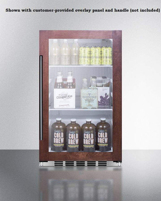 Summit 19” Wide Shallow Depth Indoor/Outdoor Beverage Cooler / 3.13 cu.ft. Capacity, Panel-Ready Door Trim, Stainless Steel Wrapped Exterior, Double Pane Tempered Glass Door, Automatic Defrost, Adjustable Shelves / SPR489OSCSSPNR