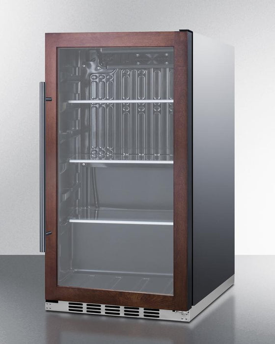 Summit 19” Wide Shallow Depth Indoor/Outdoor Beverage Cooler / 3.13 cu.ft. Capacity, Panel-Ready Door Trim, Stainless Steel Wrapped Exterior, Double Pane Tempered Glass Door, Automatic Defrost, Adjustable Shelves / SPR488BOSCSSPNR