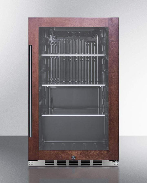 Summit 19” Wide Shallow Depth Indoor/Outdoor Beverage Cooler / 3.13 cu.ft. Capacity, Panel-Ready Door Trim, Stainless Steel Wrapped Exterior, Double Pane Tempered Glass Door, Automatic Defrost, Adjustable Shelves / SPR488BOSCSSPNR