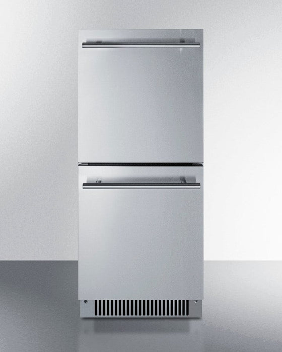 Summit Commercially Listed ENERGY STAR Certified 15" Wide 2-Drawer All-Refrigerator in Stainless Steel... - Dimensions