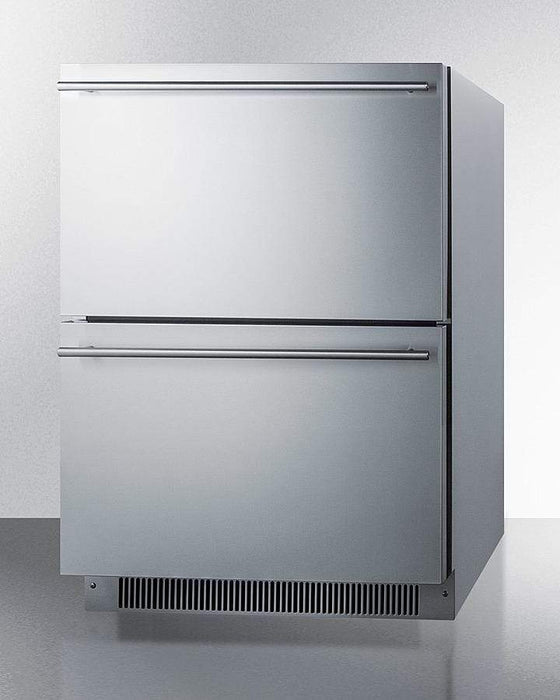 Summit Commercially Listed ENERGY STAR Certified 2-Drawer All Refrigerator in Stainless Steel Designed for... - Side View