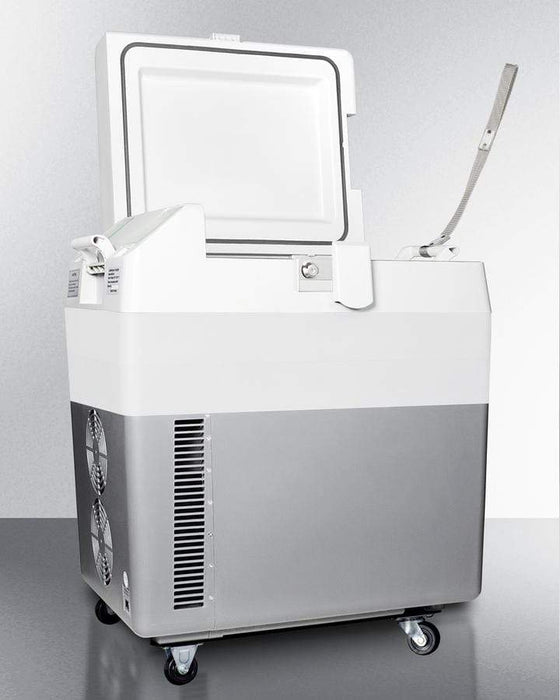 Summit Portable 12V/24V Cooler Capable of Operation as Refrigerator (2-8°C) or Freezer (-15°C), with Factory-Installed Lock, Strap Handle, and Four Pre-Installed Wheels / SPRF36M2