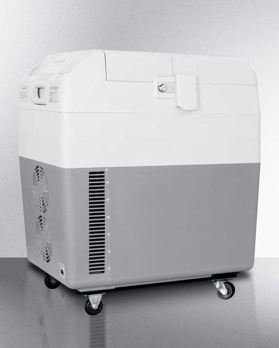 Summit Portable 12V/24V Cooler Capable of Operation as Refrigerator (2-8°C) or Freezer (-15°C), with Factory-Installed Lock, Strap Handle, and Four Pre-Installed Wheels / SPRF36M2