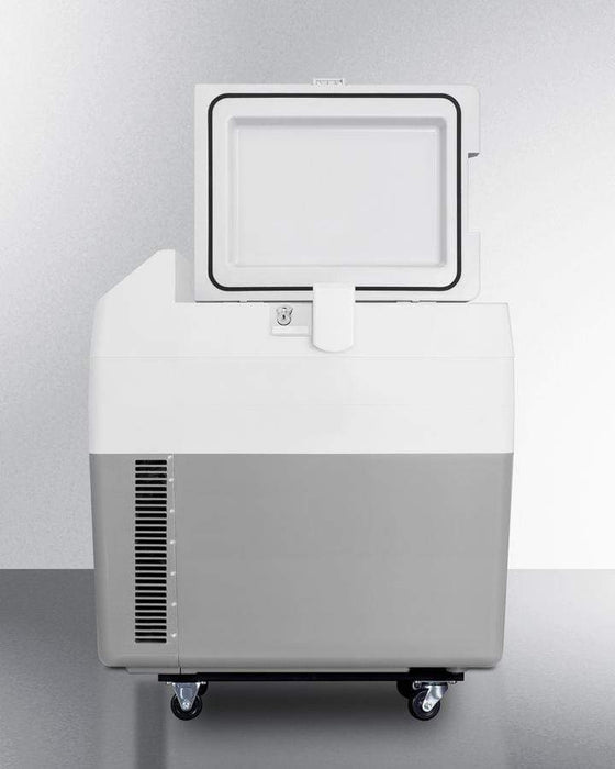Summit Portable 12V/24V Cooler Capable of Operation as Refrigerator (2-8°C) or Freezer (-15°C), with Factory-Installed Lock, Strap Handle, and Four Pre-Installed Wheels / SPRF36M2