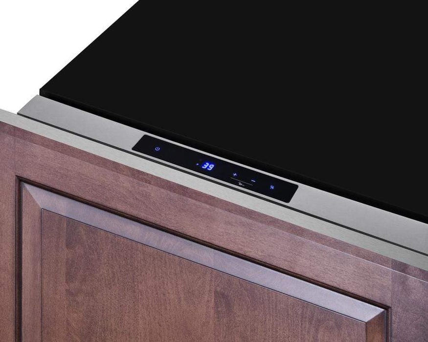 Summit 24" Wide Built-In Drawer Refrigerator / 1.6 cu.ft. Capacity, Panel-ready Drawer Front, 304 Grade Stainless Steel Drawer, Digital Thermostat, LED Lighting, Drawer dividers / FF1DSS24