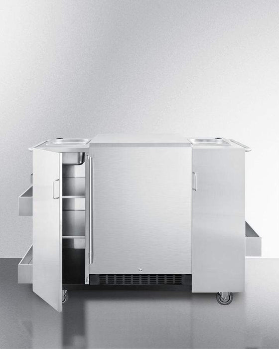 Summit Stainless Steel Serving Cart with SPR627OS Outdoor Refrigerator / CartOSRF