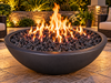 TessaRai 76" Round Fire Bowl Kit — Auto Ignition, cast concrete gas fire pit