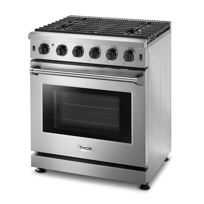 Thor Kitchen 30-Inch Gas Range with 5 Burners, 4.55 cu. ft Oven in Stainless Steel (LRG3001U) Thor Kitchen