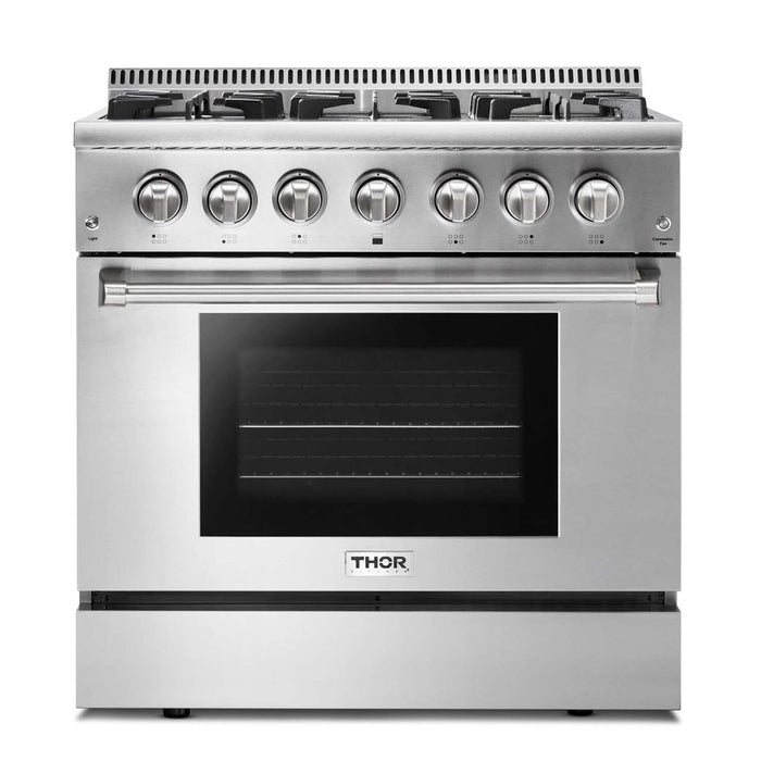 Thor Kitchen 36 in. Propane Gas Burner/Electric Oven Range in Stainless Steel, HRD3606ULP Thor Kitchen