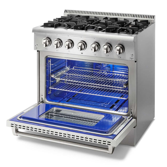 Thor Kitchen 36 in. Propane Gas Burner/Electric Oven Range in Stainless Steel, HRD3606ULP Thor Kitchen
