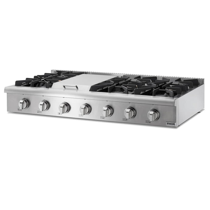 Thor Kitchen 48-Inch Gas RangeTop in Stainless Steel with 6 Burners Including Power Burners and Griddle (HRT4806U) Thor Kitchen