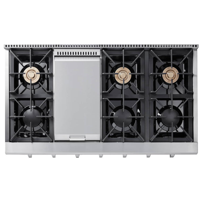 Thor Kitchen 48-Inch Gas RangeTop in Stainless Steel with 6 Burners Including Power Burners and Griddle (HRT4806U) Thor Kitchen