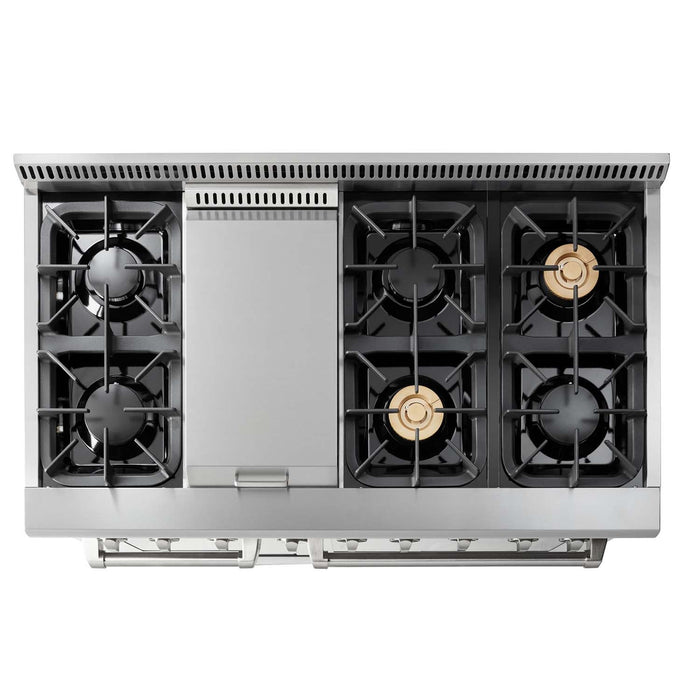Thor Kitchen 48 in. Propane Gas Burner/Electric Oven 6.7 cu. ft. Range in Stainless Steel, HRD4803ULP Thor Kitchen