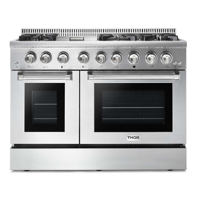 Thor Kitchen 48 in. Propane Gas Burner/Electric Oven 6.7 cu. ft. Range in Stainless Steel, HRD4803ULP Thor Kitchen