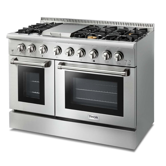 Thor Kitchen 48 in. Propane Gas Burner/Electric Oven 6.7 cu. ft. Range in Stainless Steel, HRD4803ULP Thor Kitchen