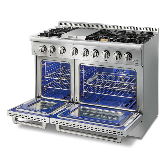 Thor Kitchen 48 in. Propane Gas Burner/Electric Oven 6.7 cu. ft. Range in Stainless Steel, HRD4803ULP Thor Kitchen