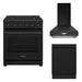 Thor Kitchen 30-inch black 3-piece appliance package: LRG3001UB range, TRH30PB hood and TDW24C7B dishwasher